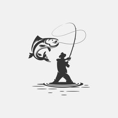 a man fishing on the water with a fish