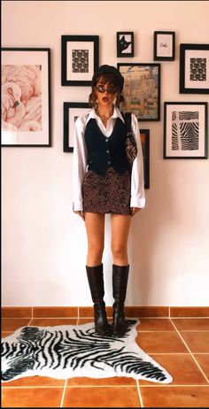 Acl Outfit Inspiration, Waistcoat Winter Outfit Women, 60s Leather Jacket Outfit, Casual Formal Makeup, Bar Server Outfit, Vest Over Button Up Outfit, Edgy Outfits Work, Vintage Waistcoat Outfit, Tv Show Outfit Inspiration