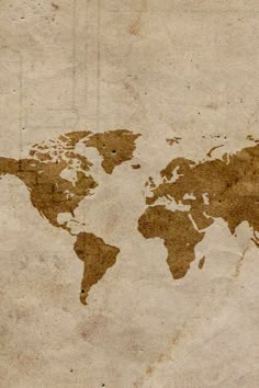 an old world map is shown on a piece of paper that has been drawn with brown ink