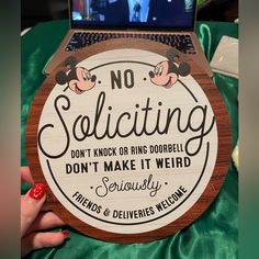 a wooden sign that says no solicing don't make it weird