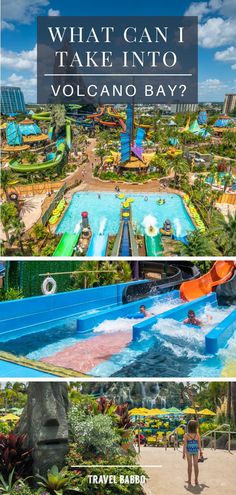 what can i take into volcano bay? and where to stay in the water park