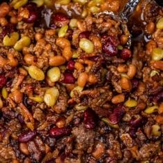 a close up view of some food in a pan