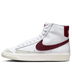 Nike Blazer Mid '77 Vintage 'White Team Red' BQ6806-111 (SNKR) Red Nike Blazers, Nike Blazer Mid 77 Red, Nike Blazer Mid 77 Colors, Nike Blazer 77, Blazer 77, Maroon Nike, Blazer Mid 77 Vintage, Cool Nikes, Nike Blazers