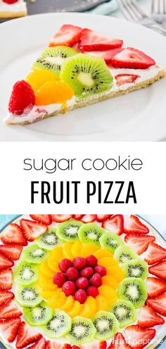 two slices of fruit pizza sitting on top of each other