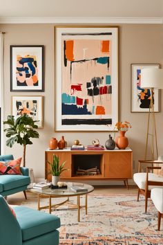 20 Midcentury Modern Living Room Ideas You Hardly See Before – The Crafty Hacks New Midcentury Modern, Abstract Painting Living Room, Midcentury Living Room, Midcentury Modern Dining Room, Mcm Living, Contemporary Mid Century Modern, Sunken Living Room, Throw Pillows Living Room, Retro Living Rooms