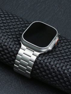 1pc Apple Watch Strap 316l Stainless Steel Three Bead Solid Strap Compatible With Apple Watch 38/40/44/41/45/49/42(Series10)/46mm, For Men And Women, Business And Casual, Classic Strap With Metal Length Adjustment Tool And Compatible With Ultra/10/9/8/7/6/5/4/3 Series Apple Watch Bands Titanium Color    Stainless Steel  Watch Accessories   Watch Accessories & Tools, size features are:Bust: ,Length: ,Sleeve Length: Phone Photoshoot, Apple Watch Case, Women Business, Smart Watches, Watch Accessories, Apple Watch Strap, Apple Watch Band, Steel Watch, Stainless Steel Watch