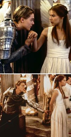 Leonardo DiCaprio and Claire Danes in 'Romeo + Juliet' (1996) - Costume Designer: Kym Barrett Romeo And Juliet 1996, Romeo And Juliet Costumes, Romeo I Julia, Juliet 1996, Teenage Movie, Romeo Juliet 1996, Romeo Ve Juliet, Joseph Fiennes, Halloween Parejas