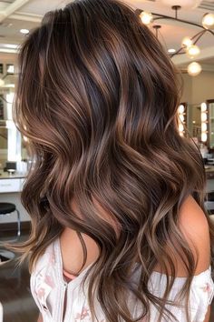 42 Fall Hair Color Ideas To Embrace The Coziness Of Autumn Fall Brunette Lowlights, Fall Brunette Hair Color With Highlights, Fall Hair Color Long Hair, Carmel Fall Hair Color, Highlights For Dark Auburn Hair, Fall Balayage Light Brunette, Fall Hair Colors For Long Hair, Light Burnett Hair Color Ideas For Fall, Highlight Ideas For Light Brown Hair