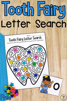 the tooth fairy letter search is on display next to two pieces of paper and scissors