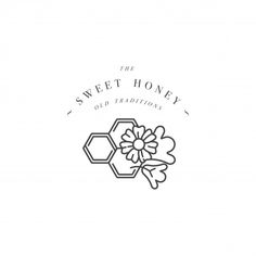 the sweet honey logo is shown in black and white, with a flower on it