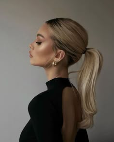 Hollywood Wedding Hair, Wedding Ponytail, New Year Hairstyle, Elegant Ponytail, High Ponytail Hairstyles, Sleek Ponytail Hairstyles, Hollywood Hair, Glam Hair, Low Ponytail