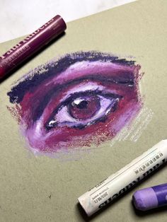 drawing of a purple and pink eye made with oil pastels Pastel Eye Drawing, Pastel Easy Drawing, Oil Pastel Easy Drawing, Blend Oil Pastels, Draw With Oil Pastels, Oil Pastels Easy, Draw An Eye, Oil Pastels Painting, Oil Pastel Paintings