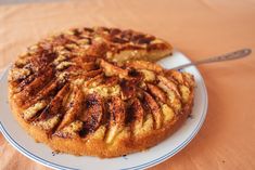 a bundt cake on a plate with a fork