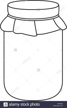 a glass jar filled with liquid or water on a white background, outline art stock photo