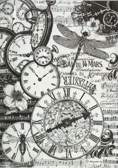 an image of clocks with different designs on them