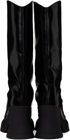 Knee-high grained leather boots in black. · Grained faux-leather lining · Foam rubber platform midsole · Logo-embossed treaded rubber sole · Platform: 1.5 · Heel: H3.75 Supplier color: Black Black Boots Tall, Boots Knee, Tall Boots, Knee High Boots, Leather Boots, Knee High, Rubber Sole, Faux Leather, Luxury Fashion