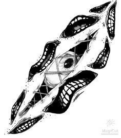 a drawing of an abstract object in black and white