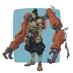 Mechanical Arm Concept Art, Steam Punk Character, Hero Concept Art, Cyberpunk Oc, Overwatch Hero Concepts, Hero Concept, Samurai Concept, Urban Samurai, Hero Design