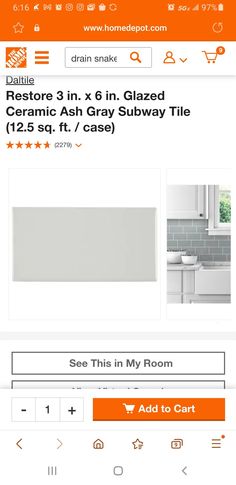 an orange and white website for ceramic tile in the home depot store, which is on sale