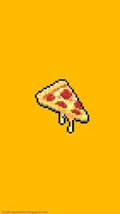 an image of a slice of pizza on a yellow background