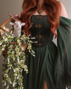 🕯️🌱 Blessed Imbolc 🌱🕯️ . The fourth outfit in my Sabbat series, Imbolc - celebrated on the 7th August in the Southern Hemisphere - is inspired by the Celtic Goddess, Brigid 🌱 The Wheel of The Year has turned and it’s time to celebrate Imbolc, the harbinger of Spring and a time for renewal, rebirth & the welcoming of brighter days after the darkness of Winter. Imbolc ushers in the first stirrings of growth within the earth, as the new sprouts begin to stretch towards the sun and start again ... Women Ren Faire Outfit, Witch Dresses, Elven Woman, Autumn Core