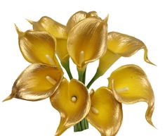 a vase filled with yellow flowers on top of a white table