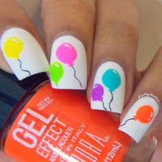 Halloween Nail Art Ideas, Colorful Balloons, Finger Nail Art, Nails White, Beautiful Nail Designs