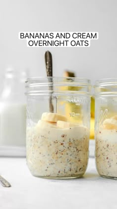 bananas and cream overnight oats in mason jars