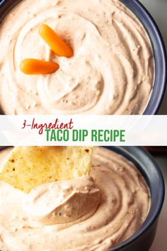 three ingredient taco dip recipe in a bowl