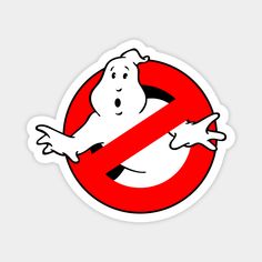 the ghost sticker is red and white