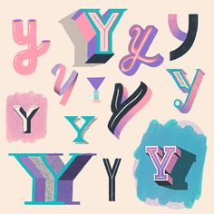 the letter y is made up of different shapes and sizes, including letters that appear to be