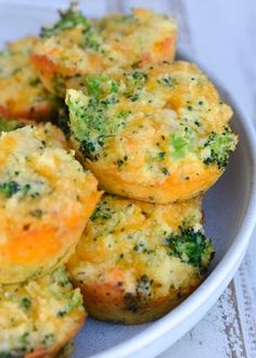 broccoli and cheese muffins on a plate