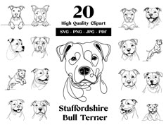 some dogs that are drawn in different styles and sizes, with the words 20 high quality clipart svg - png