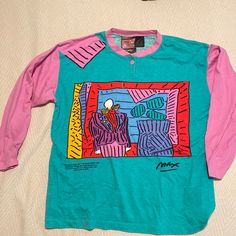 Peter Max T-Shirt, New Medium Red Room, Dega Max Green, Peter Max, Red Room, Red Rooms, New Media, Long Sleeve Tees, Womens Tops, Tops & Tees, Long Sleeve