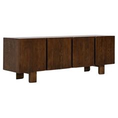 the sideboard is made out of wood and has four compartments on each side, one with