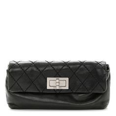 This is an authentic CHANEL Lambskin Quilted 2.55 Reissue Pouch in Black. This stylish clutch wallet is crafted of textured diamond quilted calfskin leather in black. The bag features a silver mademoiselle lock on the front flap. This opens to a black fabric interior with a zipper compartment. Luxury Black Quilted Wallets, Classic Leather Clutch With Silver-tone Hardware, Formal Quilted Clutch, Quilted Clutch For Evening, Luxury Quilted Clutch For Formal Occasions, Luxury Quilted Clutch For Formal Events, Formal Quilted Rectangular Clutch, Luxury Leather Wallet With Silver-tone Hardware, Luxury Leather Wallets With Silver-tone Hardware