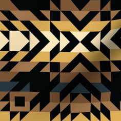 an abstract pattern made up of many different shapes and sizes in brown, black, yellow and white