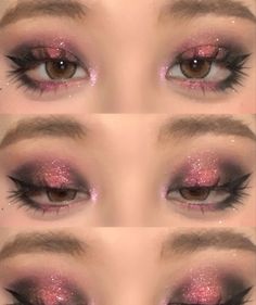 Pink Cute Makeup Look, Fushia Eyeshadow Make Up, Black And Hot Pink Makeup, Pink And Purple Douyin Makeup, Draculara Inspired Makeup, Draculaura Eye Makeup, Draculaura Cosplay Makeup, Draculaura Makeup Simple, Valentines Douyin Makeup