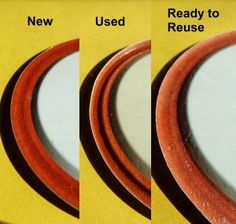 three different types of gaskets are shown in this image, with the same color and size