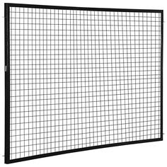 a black metal fence with grids on the top and bottom, against a white background