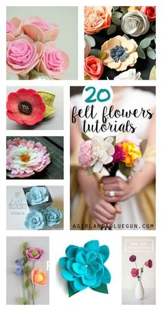 20 felt flowers that are all different colors and sizes