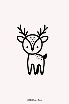 Cute little doodles, Deer Easy Sticker Drawing, Easy Dear Drawing, Cute Fun Doodles, Draw Deer Easy, Reindeer Doodle Easy, Cute Doodles For Friends, Easy Christmas Doodles To Draw, Deer Easy Drawing, Cute Winter Doodles