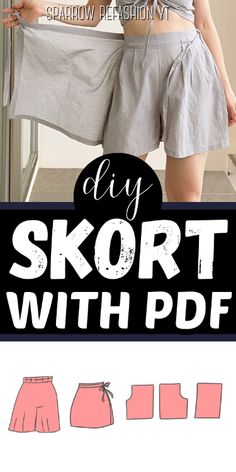 Skort Sewing Pattern, Skort Pattern, Diy Sy, Sewing Projects Clothes, Free Pdf Sewing Patterns, Free Pdf Pattern, Top Sewing Pattern