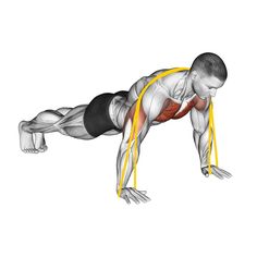 a man doing push ups with yellow straps