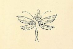 a drawing of a dragonfly with wings spread out