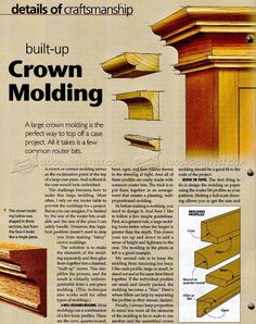 the details of craftsmanship built - up crown molding, from an article in woodworking magazine