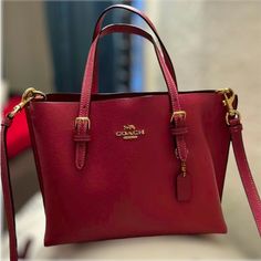 Euc Like New Deep Red/Merlot Leather Mollie Coach Satchel/Tote Long Strap Included Gold Colored Hardware Clean Af! Classic And Simple 10" L X 8" H Make An Offer, But I'm Only Selling For The Right Price, Love This One. Coach Satchel, Satchel Tote, Coach Leather, Deep Red, Coach Bags, Womens Tote Bags, Like New, Gold Color, Satchel