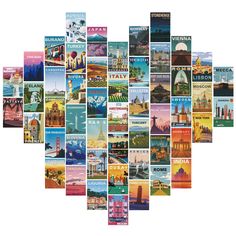 a collage of many different travel posters