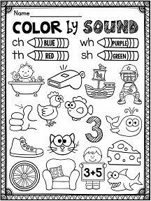 a coloring page for children to color with the words,'color by sound '