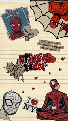 an image of some stickers on a piece of paper with the words spider man